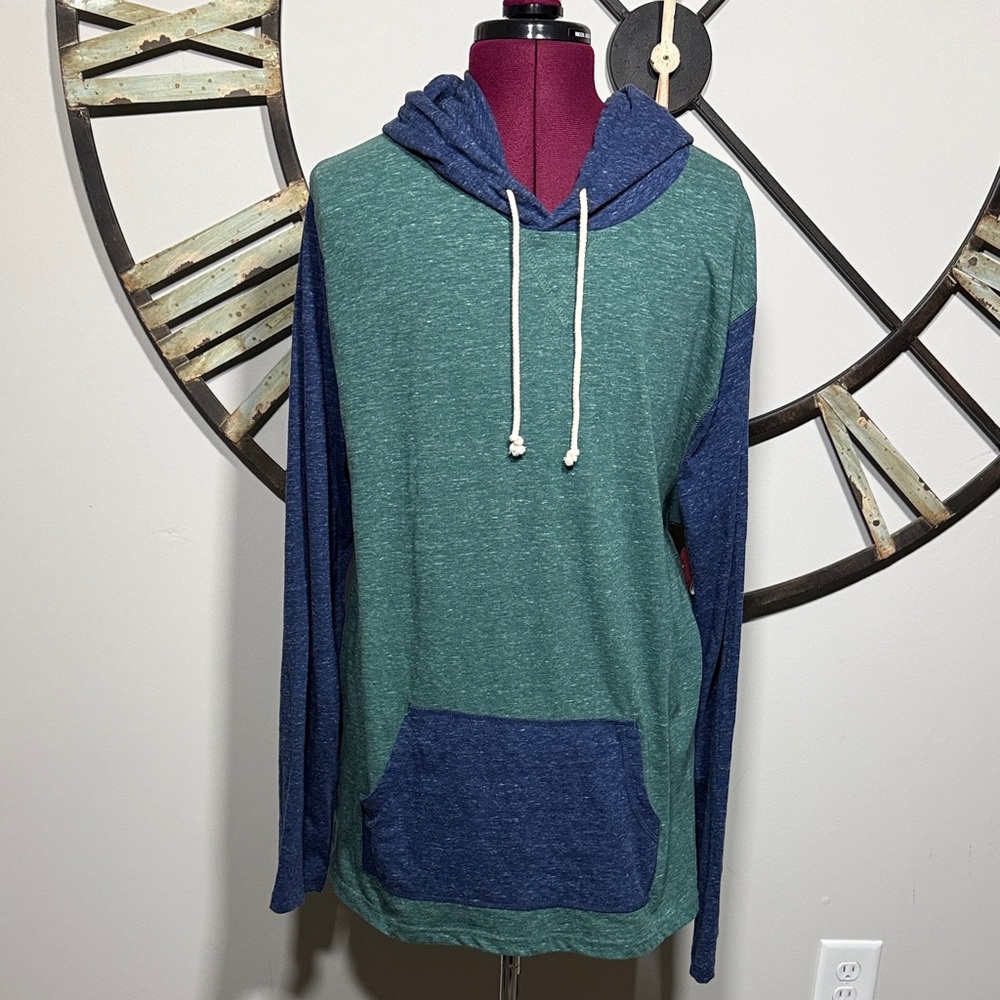 Arizona Jeans Men's Green and Blue Hoodie Shirt